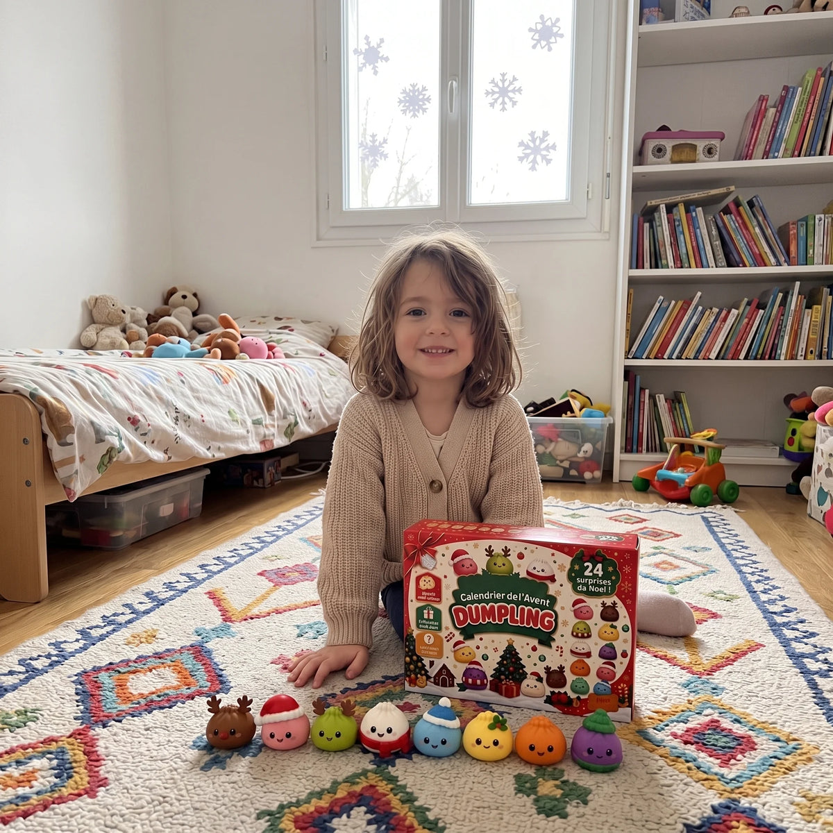 Calendrier de l'Avent Dumpling Squishy 2026 – texture douce qui reprend sa forme