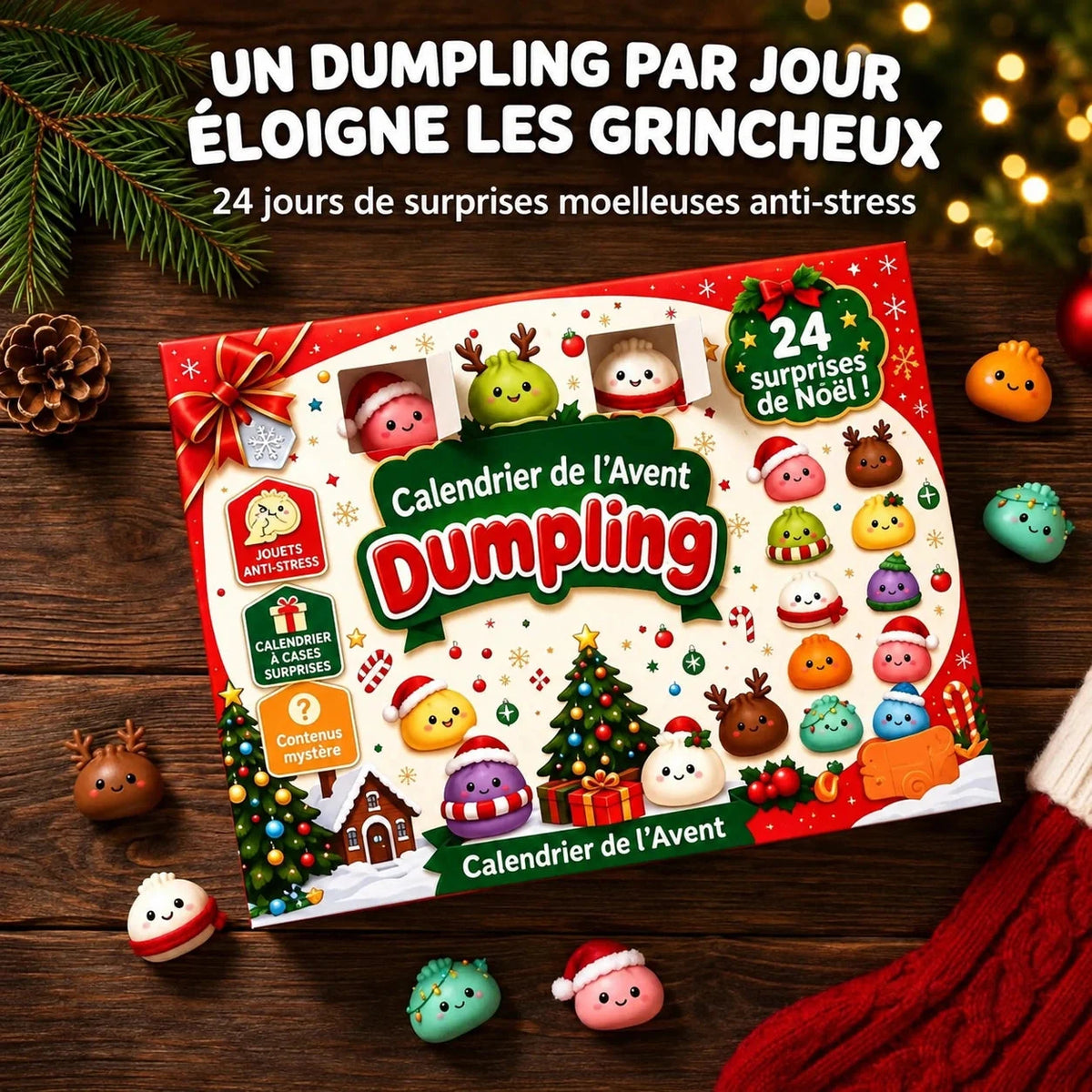 Calendrier de l'Avent Dumpling Squishy 2026 – 24 personnages à collectionner